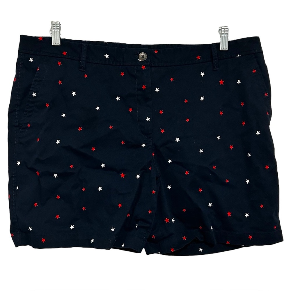 Talbots Girlfriend Chino Shorts Stars Embroidered Navy Size 18